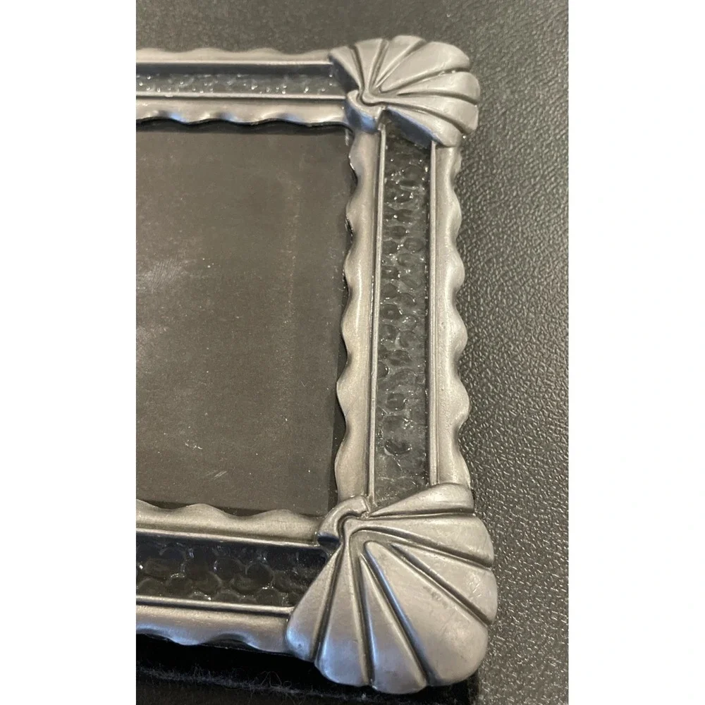 Fetco Seashell Silver Pewter Picture Frame Stain Glass Accents 5